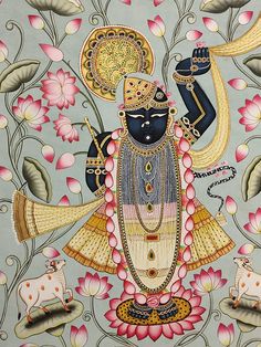 Pichwai Srinath Ji, Shrinathji Pichwai Paintings Sketch, Shrinath Ji Pichwai Painting, Srinath Ji Painting, Shrinath Ji Painting, Shri Nath Ji Painting, Indian Cow Painting, Shreenathji Pichwai Painting, Srinathji Painting Pichwai