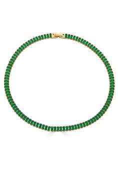 Elevate your neck game with this exquisite Tennis necklace, a stunning piece that exudes elegance and glamour. Meticulously crafted with high-quality stainless steel, this beauty ensures long-lasting durability and fade-free shine. Adorned with clear or green cubic zirconia stones, it glistens with an alluring sparkle that is sure to turn heads. The heavy layer of 18K gold adds a touch of luxury and leaves a thick layer to prevent any wearing off. With its perfect fit size of 41cm, this necklace Party Jewelry With Rhinestones In Stainless Steel, Elegant Green Tennis Necklace With 17 Jewels, Elegant Green Tennis Necklace, Green Formal Jewelry Chain, Luxury Green Cubic Zirconia Necklace, Elegant Cubic Zirconia Tennis Necklace, Formal Green Chain Jewelry, Elegant Green Tennis Necklace As A Gift, Elegant Green Tennis Necklace Gift