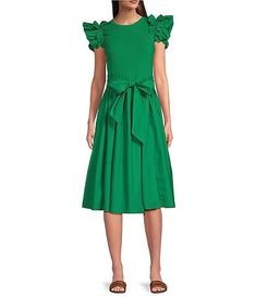 Dresses For Women | Dillard's Knee-length Smocked Dress With Ruffles For Daywear, Casual Stretch Smocked Dress With Ruffles, Chic Smocked Dress With Flutter Sleeves For Spring, Knee-length Smocked Dress With Ruffles, Elegant Smocked Dress With Ruffle Sleeves For Spring, Elegant Ruffle Sleeve Smocked Spring Dress, Chic Smocked Dress With Ruffle Sleeves For Summer, Chic Smocked Ruffle Sleeve Summer Dress, Chic Sleeveless Cotton Smocked Dress