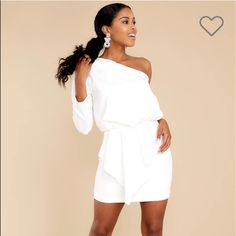 Nwt!!!! Just Took Out Of Package And Tried On. Just Want What I Paid For It! Casual White One-shoulder Mini Dress, White One-shoulder Mini Dress For Date Night, White One Shoulder Mini Dress For Date Night, Casual White Mini Dress For Evening, White One-shoulder Mini Dress, One Shoulder Cocktail Dress, Red Dress Women, Red Dress Boutique, Dress Boutique