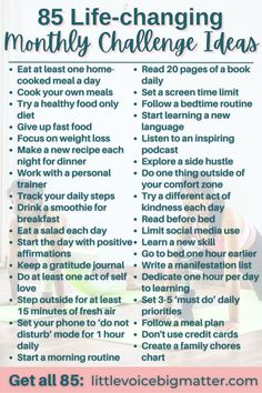 85 Life-Changing Monthly Challenge Ideas Healthy Habits Challenge, Monthly Challenges, To Do Planner, Monthly Challenge, Get My Life Together, 30 Day Challenge