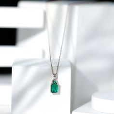 Product Details Suspended from a delicate chain, this stunning Solitaire Pendant Necklace captivates with its timeless elegance. The Emerald Cut Lab Created Emerald takes center stage with a dainty gemstone, radiating a lush green hue that symbolizes prosperity. This pendant is an ethically sourced and environmentally conscious alternative, offering the allure of an alternate option without compromising on quality or style. Elevate any look with this exquisite piece, combining luxury and sustain Lab Created Emerald, Solitaire Pendant Necklace, Delicate Chain, Environmentally Conscious, Solitaire Pendant, Center Stage, Lush Green, Emerald Cut, Prong Setting