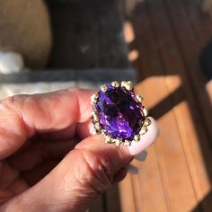 Sterling Silver Statement solitaire Amethyst organic Ring 7.5 Organic Rings, Organic Ring, Tourmaline Ring, Citrine Gemstone, Lemon Quartz, Pretty Rings, Black Rhodium, Multi Stone Ring, Amethyst Ring