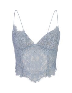 Elegant Blue Lace Top, Fitted Blue Lace Top With Lace Trim, Elegant Blue Lace Top With Lace Trim, Blue Lace Fitted Camisole, Blue Fitted Lace Camisole, Blue Lace Camisole For Spring, Fitted Blue Lace Camisole, Lace Camisole With Lace Closure For Party, Party Lace Camisole With Lace Closure