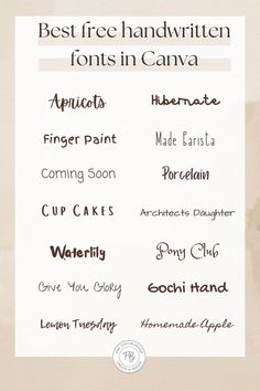 Best Canva handwritten fonts Best Free Handwritten Fonts, Fonts In Canva, Free Cursive Fonts, Best Canva Fonts, Free Handwritten Fonts, Groovy Font