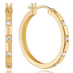 PRICES MAY VARY. 【Stunning Hoop Earrings】 Embrace elegance with our 14k gold hoop earrings for women, designed to add a subtle sparkle to your ensemble. These gold hoops earrings for women are essential for anyone looking to enhance their gold jewelry with something special. 【Sparkling Touch】With four cubic zirconia stones embedded, these 14k gold earrings for women’s hoop earrings sparkle brilliantly, crafted from high-quality materials to add a luxurious touch to any outfit. 【Perfect Dimension Thick Gold Hoop Earrings, Thick Gold Hoops, 14k Gold Hoop Earrings, Small Gold Hoop Earrings, Small Gold Hoops, Gold Earrings For Women, Hoops Earrings, Sparkle Earrings, Earrings Small