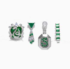 Don't let whispers and Parseltongue scare you. Slytherins are more than just cunning! Embrace the true essence of your house with Harry Potter Slytherin House Earring Set. This striking set embodies the qualities that make Slytherin great: ambition, resourcefulness, determination, and cleverness. Slytherin Jewelry, Harry Potter Slytherin, Be Your Own Hero, Slytherin House, Flat Back Earrings, Disney Dream, Luxury Shop, Earring Backs, Don't Let