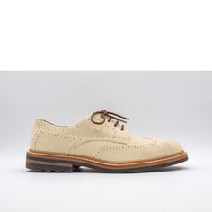 Brunello Cucinelli, Men's Shoes Embody A Sense Of Elegance... Brunello Cucinelli Lace-Up Brogue Leather Shoes Retail $1295.00 Cream Lace-Up Real 100% Leather Leather Insole Rubber Sole Round Toe Size 42/9 Made In Italy Thank You & Shop With Confidence!!! Classic Lace-up Shoes With Suede Lining And Round Toe, Classic Beige Oxfords With Round Toe, Classic Suede Lace-up Loafers, Classic Beige Leather Shoes With Leather Sole, Suede Wingtip Leather Shoes For Business Casual, Suede Leather Shoes With Brogue Detailing For Business Casual, Beige Brogue Dress Shoes, Classic Beige Leather Shoes For Formal Occasions, Classic Beige Loafers With Brogue Detailing