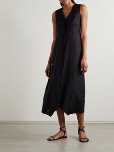 DÔEN Allene linen midi dress | NET-A-PORTER