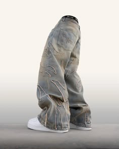 Street Retro Raw Edge Embroidery Baggy Jeans for Men Fashion Hip Hop P – gotmes-shop Baggy Jeans For Men, Edge Embroidery, Baggy Jeans For Women, Wide Leg Pants Outfit, Embroidery Denim, Leg Pants Outfit, Streetwear Jeans, Y2k Men, Oversized Jeans