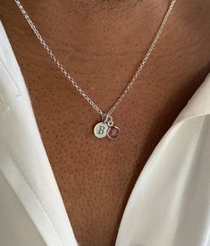 Beautiful disc initial birthstone necklace - would make a perfect birthday gift for a loved one or treat yourself to this lovely necklace! *Chain is of high quality sterling silver * Sterling silver disc initial (disc measures 8mm) The letter is on one side only, the back is blank *Sterling silver birthstone charm (charm measures 6mm) *Chain lengths available are 16" & 18"inches (please add length required in the personalisation box) Necklace will come complete in a lovely white gift box. Dainty Charm Necklace Gift, Silver Jewelry With Initial Pendant And Birth Flower, Silver Jewelry With Birth Flower Initial Pendant, Dainty Initial Necklace With Birthstone For Mother's Day, Dainty Birthstone Initial Necklace For Gift, Elegant Silver Initial Pendant Birthstone Necklace, Initial Pendant Necklace With Birthstone For Personalized Gift, Initial Pendant Birthstone Necklace For Anniversary, Personalized Gift Initial Pendant Necklace With Birthstone