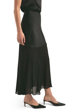 Every closet craves this elevated maxi skirt punctuated with a semi-sheer chiffon hem. 100% polyester Dry clean Imported Sheer Maxi Skirt, Sheer Skirt, Favorite Daughter, Maternity Shops, Sheer Chiffon, Designer Clothes For Men, Modern Outfits, Autumn Fashion Women, Sweater And Shorts