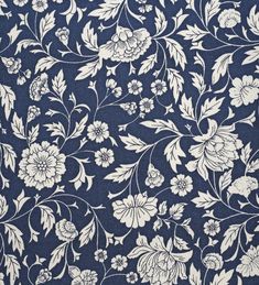 a blue and white floral print fabric