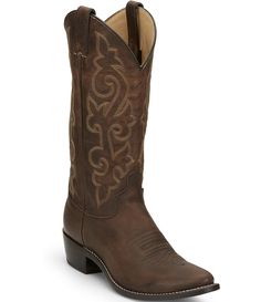 From Justin Boots&#x2C; the Men's Buck Western Boots feature: Premium full grain leather upperFull welt with single row stitch constructionMedium round toe shapeNon-Metallic shankLeather liningJ-Flex® comfort system insoleHand-nailed leather outsoleApprox. 13" shaft heightApprox. 1-9/16” cowboy underslung heel heightImported. Justin Boots Men, Justin Boots, Mens Shoes Boots, The Men, Dillard's, Casual Boots, Western Boots, Full Grain Leather, Boots Men