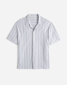 Easy Short-Sleeve Shirt in Stripe Jacquard Men Short Sleeve Shirt, Madewell Shirts, Striped Linen Shirt, Mens Linen, Fit Body, Madewell Denim, Striped Shirt, Men Short Sleeve, Casual Button Down Shirts