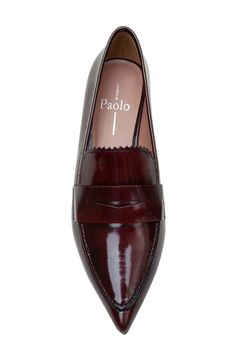 A classic penny keeper and loafer-inspired topline lend timeless sophistication to a stylish leather pump framed by a pointy moc toe and kitten heel. 2" heel Cushioned footbed Slip-resistant sole Leather upper/synthetic lining/rubber sole Imported Pointed Toe Loafers With Brogue Detailing For Galas, Formal Pointed Toe Tassel Loafers With Rubber Sole, Semi-formal Pointed Toe Moccasins With Leather Sole, Pointed Toe Moccasins With Leather Sole For Business Casual, Burgundy Slip-on Formal Loafers, Burgundy Slip-on Loafers For Formal Occasions, Elegant Pointed Toe Tassel Loafers With Rubber Sole, Pointed Toe Loafers With Leather Sole For Semi-formal Events, Pointed Toe Loafers With Leather Sole For Semi-formal Occasions