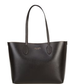 From kate spade new york&#x2C; the Bleecker Large Tote Bag features:Saffiano leatherLinedSnap closureGold-tone hardwareInterior: Zip pocketsApprox.: 13.5" x 13.8" x 5.3" Handle drop: 11" LImported. Kate Spade School Bag, Cute Handbags For School, School Handbags, School Purse, Uni Bag, Pocket Books, Kate Spade Totes, Perfect Handbag, Kate Spade Tote Bag