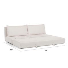 the bed frame has two pillows on it and is size guide for each mattress type