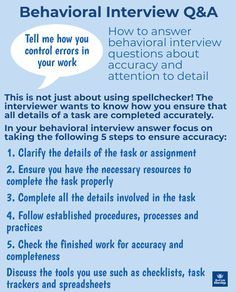 a blue poster with the words'behavioal interview q & a '