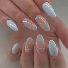 Nail Art For Girls, Nails Tips, Blue Nail, Short Acrylic Nails Designs