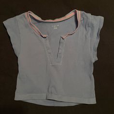 Never Worn. Size M/L Blue Urban Outfitters T-shirt For Spring, Urban Outfitters Stretch T-shirt With Short Sleeves, Blue Stretch Crop Top T-shirt, Purple Stretch Cotton Crop Top, Purple Stretch Crop Top, Casual Purple Crew Neck Crop Top, Cute Fitted Purple T-shirt, Casual Purple Short Sleeve Top, Basic Lavender Crew Neck Top