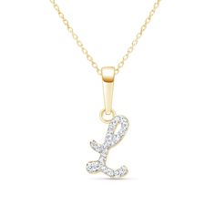 This diamond initial pendant necklace is the perfect way to show your style every day in glamour. Created in brightly polished 14k yellow gold, this beautiful diamond initial pendant can be customized with the letter of your selection. The diamond initial pendant is placed on a tapered bail with a sturdy chain threaded through, making it ready for gifting and wear.Purchase multiple initials and letters and create a unique look just for you. Sparkling diamonds adorn the front of the pendant, addi Luxury Diamond Cut Initial Pendant Necklace, Diamond Initial Pendant Name Necklace, Yellow Gold Diamond Initial Pendant Necklace, Initial Pendant Diamond Necklace, 14k Gold Diamond Necklace With Initial Pendant, Diamond Initial Pendant Necklace With Monogram, Diamond Monogram Initial Pendant Necklace, Diamond Initial Monogram Necklace, Diamond Initial Pendant Necklace With Accents