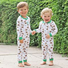 Your little duckling will love these Flying Mallards Pajamas. These are the softest and most comfortable pajamas! Features the coolest mallard duck print with green ribbing. The two-piece set includes a cozy long sleeve pajama top and coordinating pull-on pajama pants. Add a monogram to personalize your look! Designed to be snug-fitting. Please check the Size Chart for measurements and order accordingly. Duck Print, Comfortable Pajamas, Mallard Duck, Mallard, Pajama Top, Long Sleeve Pyjamas, Baby Gift, Zip Up, All Seasons