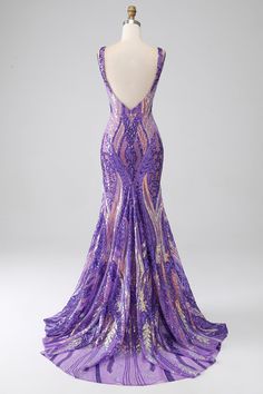 Purple Homecoming Dress Long, Prom Dress 2025, Euphoria Prom Dress, Holographic Prom Dress, Multi Colored Prom Dresses, Purple Gala Dress, Crazy Prom Dresses, Rapunzel Prom Dress, Purple Dress Formal Classy