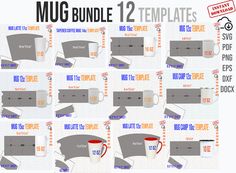 the mug bundle 12 templates are available for use in any type of coffee cup