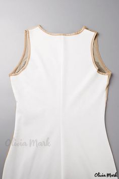 Olivia Mark - Elegant Sheer White Patchwork Sleeveless Dress with O Neckline White Sleeveless Tank Top For Work, Elegant Attire, Sleeveless Dresses, Dress Sleeve Styles, Hip Dress, Polyester Dress, Club Dresses, Shoulder Sleeve, Elegant Dresses