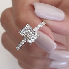 1.0 - 2.50 CT Emerald Cut Hidden Halo Moissanite Engagement Ring - crownmoissanite Emerald Cut Engagement Ring, Emerald Cut Engagement, Emerald Cut Moissanite, Emerald Diamond Ring, Moissanite Diamond Rings, Emerald Engagement Ring Cut, Dream Engagement, Dream Engagement Rings, Ring Ideas