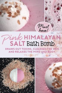 Pink Himalayan Sea Salt Bath Bomb Skincare Homemade, Sea Salt Bath, Forest Princess, Bath Boms, Bath Stuff, Himalayan Sea Salt, Salt Bath, Bath Bomb Recipes, Diy Spa