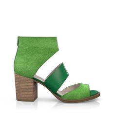 Block Heel Sandals 33899 | Girotti Suede Open Heel With Heel Loop, Suede Open Heel Shoes With Heel Loop, Green Suede Closed Toe Sandals, Suede Sandals With Leather Sole And Closed Toe, Green Open Toe Sandals With Leather Sole, Green Leather Sole Open Toe Sandals, Green Suede Sandals With Round Toe, Green Suede Open Toe Heels, Suede Sandals With Stacked Block Heel