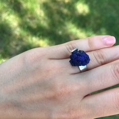 MADEVA rings are unique jewelry. Keeping all the facets of stones, they go beyond the boundaries of the mind and amaze with their unusual shape, composition of lines. Silver ring with genuine natural Azurite copper mineral individual and unique. It has a piece of soul MADEVA. A unique Azurite stone from the depths of Australia  comes in a frame of 925 sterling silver. Azurite features deep contrasting shades of blue, which comes from its fusion with Malachite, a closely related mineral that contains nearly the same chemistry. In crystal healing, Azurite is a gem when it comes to enhancing creativity and inner wisdom because it cleanses and activates the third eye chakra. The accessory will be the final element of your image and emphasize your individual style. With us you won't go unnotice Adjustable Raw Blue Stone Jewelry, Adjustable Blue Raw Stone Jewelry, Adjustable Blue Jewelry With Raw Stone, Unique Blue Raw Stone Jewelry, Unique Blue Jewelry With Raw Stone, Composition Of Lines, Shape Composition, Azurite Ring, Copper Mineral