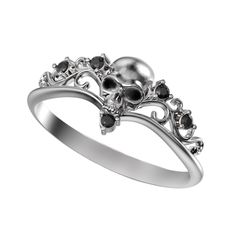 Gothic Skull Engagement Ring, Skull Wedding ring, Skeleton Simple Women's Sterling Silver Ring◆ Beautiful small and light weight women's ring.◆ Features: • SKU: tyt_10b• Style - Engagement Ring, Pinky Ring;• Brand new sterling silver 925 ring. Not plated!, 100% solid silver metal!• Approx. weight of the product - 1.5 g.;• Processing: 1) Blackening Silver 925 by oxidation• Gemstones: 1) Round Black Round Cut Zircons 5PCs - 1.5mm;• Manufacturing and country of origin - Ukraine;◆ Customization:• Fo Skull Ring For Women, Gothic Rings Engagement, Skeleton Simple, Goth Engagement Rings, Indigo Jewelry, Goth Ring, Skull Wedding Ring, Skull Engagement Ring, Gothic Ring