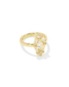 Lindy Rae Elyse Gold Cocktail Ring in White Crystal | Kendra Scott Circle E Candles, Kendra Scott Ring, Bar Jewelry, Gold Cocktail Ring, Gold Cocktail, Stacked Jewelry, Zodiac Jewelry, Things I Want To Buy, In The Spotlight