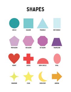 different shapes and sizes are shown in the shape of an arrow, heart, star, crescent