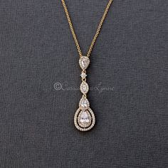 Vintage CZ Pendant Necklace in Gold Gold Bridal Hair Accessories, Pendent Set, Pendants Gold, Jewellery Pendant, Hammered Hoop Earrings, Jewelry Logo, Pendant Diamond, Necklace Ideas, Blue Stone Ring