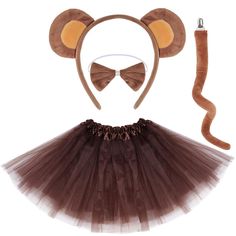 a dress up outfit with ears, tail and headband