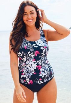 Classic Tankini Set | Garden Rose | Black Swimsuits Pink, Cute Tankinis, Floral Tankini, Underwire Tankini Tops, Underwire Tankini, Tankini Swimsuit Top, Garden Rose, Print Swimwear, Swimwear Dress