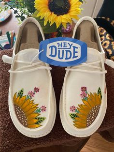 Hand painted; custom designed Bridal Hey Dudes. Wedding Hey Dudes, Painted Hey Dudes, Womens Loafers, Skater Shoes, Hey Dudes, Hand Painted Shoes, Shoe Design, Hey Dude, Painted Shoes