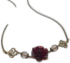 Metal Rose Design Jewelry For Valentine's Day, Valentine's Day Metal Jewelry With Rose Design, Rose-colored Gothic Jewelry For Gift, Gothic Rose Colored Jewelry For Gift, Gothic Rose-colored Jewelry For Gifts, Gothic Rose Jewelry For Gift, Elegant Adjustable Rose Red Jewelry, Vintage Metal Jewelry With Rose Design, Vintage Rose Design Jewelry For Valentine's Day