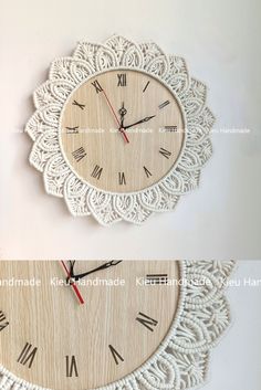 #bohemianinterior #bohoclock #bohodecor #bohodesign #bohohomes #bohointeriors #craftclock #eclecticallymade #gypsyhome Macrame Mirrors, Macrame Circle, Classy Crochet, Crochet Plant Hanger, Tapestry Nature, Handmade Clocks