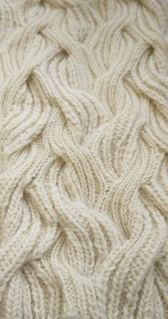 the texture of a knitted blanket is shown in close - up, as seen from above