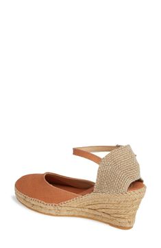 A versatile espadrille sandal gets a little lift from a jute-wrapped wedge. The cushy footbed and flexible sole add comfort to this chic peep toe from Toni Pons, a company that's been making stylish espadrilles for over 50 years. 2 3/4" heel; 3/4" platform (size 39). Linen upper/leather and linen lining/synthetic sole. By Toni Pons; made in Spain. Women's Shoes. Rust Fabric, Espadrille Sandals, Wedge Sandal, Sandal Espadrille, 50 Years, Wedge Sandals, Over 50, Womens Sandals, Espadrilles