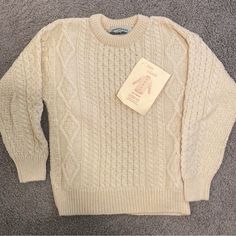 Beautiful Knit Fisherman’s Sweater Bought In The Aran Islands Of Ireland. Never Worn. Women’s Small. Floral Print Sweater, Cropped Cable Knit Sweater, Aran Islands, Raglan Sleeve Sweater, Wool Sweaters Womens, Stylish Man, Cute Colors, Tie Dye Sweater, Buy Sweaters