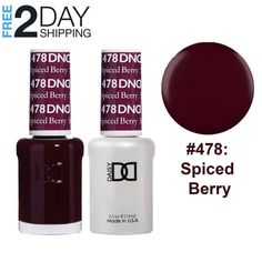 DND Soak Off Gel & Lacquer Duo Set #478 Spiced Berry, is a high gloss shine that lasts for up to 3 weeks with no chipping or peeling and soaks completely off in 10 to 15 minutes. DND set is applied faster, feels thinner, and last longer than any other gel available. Forget base coats, bond-aids, and primers. DND delivers a fast two-step professional system that is unique from any other on the market. Fused with essential vitamins, DND makes nail stronger, healthier, as well as stunning for weeks Dnd Nail Polish Colors Fall, Dnd Fall Gel Polish Colors 2024, Dark Red Dnd Gel Polish, Dnd Nails Fall, Dnd Fall Colors 2024, Fall Dnd Gel Colors 2024, Fall Nail Colors 2024 Gel Dnd, Fall Gel Nails Dnd, Dnd Gel Nail Polish Fall Colors