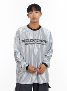 mens-oversize-sliver-print-jersey-t-shirt-is419 / Silver Mens Tops Fashion, Festival Trends, Graphic Material, Fashion Top, Print Graphic, Low Rise Jeans, Cargo Jeans, Korean Street Fashion, Lace Mini Dress