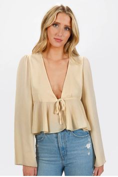 Aalizah Ruffles Blouse https://www.tobi.com/product/79749-tobi-aalizah-ruffles-blouse?color_id=113611&utm_source=pinterest&utm_medium=social&utm_campaign={campaignid}_{adgroupid}_{product_id} Chic V-neck Long Sleeve Top For Spring, Beige Long Sleeve Tops With Blouson Sleeves, Chic Spring V-neck Long Sleeve Top, Chic Spring Long Sleeve V-neck Top, Feminine Long Sleeve Tops For Date Night, Flowy V-neck Blouse For Fall, Chic Flowy V-neck Blouse, Feminine Beige Blouse With Lantern Sleeves, Fall V-neck Blouse With Blouson Sleeves