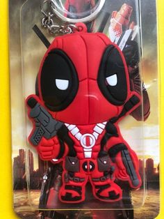 Deadpool character rubber red  black gray key chain novelty party favor gift #39 #Unbranded Deadpool Pop, Deadpool Plush, Deadpool Keychain, Deadpool Character, Deadpool Backpack, Deadpool Phone Case, Nfl Football Art, Football Art, Artisan Craft